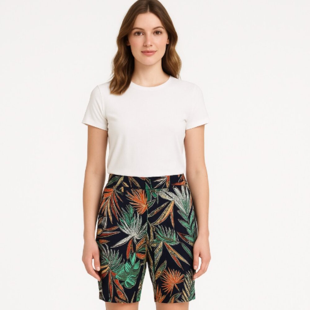 🌴 Tahari Tropical Print Bermuda Shorts Size XS